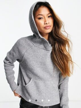 Free People Mesmerize knitted hoodie jumper in grey